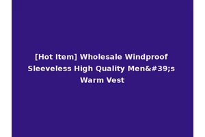 [Hot Item] Wholesale Windproof Sleeveless High Quality Men's Warm Vest
