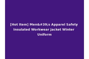 [Hot Item] Men's Apparel Safety Insulated Workwear Jacket Winter Uniform