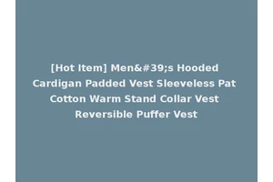 [Hot Item] Men's Hooded Cardigan Padded Vest Sleeveless Pat Cotton Warm Stand Collar Vest Reversible Puffer Vest