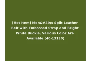 [Hot Item] Men's Split Leather Belt with Embossed Strap and Bright White Buckle, Various Color Are Available (40-13130)