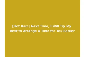 [Hot Item] Next Time, I Will Try My Best to Arrange a Time for You Earlier