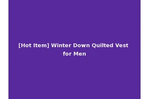 [Hot Item] Winter Down Quilted Vest for Men
