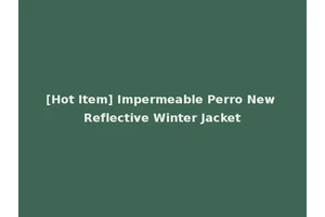 [Hot Item] Impermeable Perro New Reflective Winter Jacket