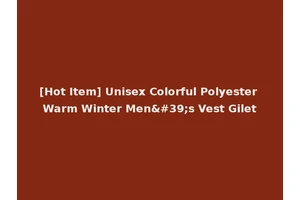[Hot Item] Unisex Colorful Polyester Warm Winter Men's Vest Gilet