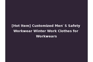 [Hot Item] Customized Men′ S Safety Workwear Winter Work Clothes for Workwears
