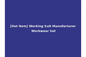 [Hot Item] Working Suit Manufacturer Workwear Set