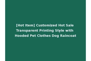 [Hot Item] Customized Hot Sale Transparent Printing Style with Hooded Pet Clothes Dog Raincoat
