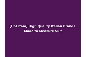 [Hot Item] High Quality Italian Brands Made to Measure Suit
