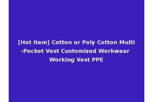 [Hot Item] Cotton or Poly Cotton Multi-Pocket Vest Customized Workwear Working Vest PPE