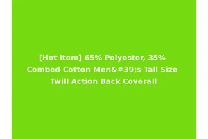 [Hot Item] 65% Polyester, 35% Combed Cotton Men's Tall Size Twill Action Back Coverall