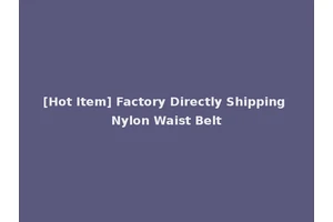 [Hot Item] Factory Directly Shipping Nylon Waist Belt