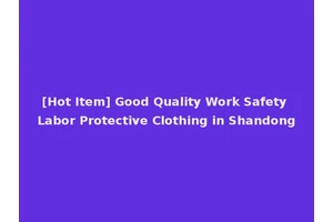 [Hot Item] Good Quality Work Safety Labor Protective Clothing in Shandong