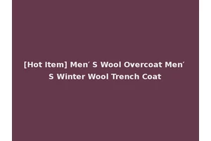 [Hot Item] Men′ S Wool Overcoat Men′ S Winter Wool Trench Coat
