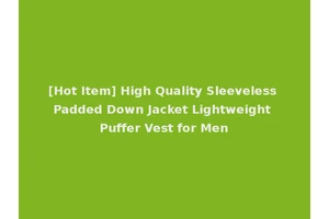 [Hot Item] High Quality Sleeveless Padded Down Jacket Lightweight Puffer Vest for Men