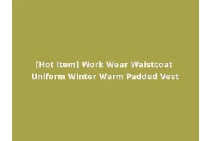 [Hot Item] Work Wear Waistcoat Uniform Winter Warm Padded Vest