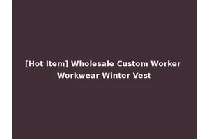 [Hot Item] Wholesale Custom Worker Workwear Winter Vest