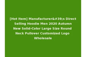 [Hot Item] Manufacturer's Direct Selling Hoodie Men 2020 Autumn New Solid-Color Large Size Round Neck Pullover Customized Logo Wholesale