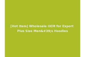[Hot Item] Wholesale OEM for Export Plus Size Men's Hoodies