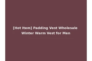 [Hot Item] Padding Vest Wholesale Winter Warm Vest for Men