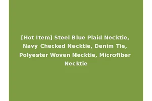 [Hot Item] Steel Blue Plaid Necktie, Navy Checked Necktie, Denim Tie, Polyester Woven Necktie, Microfiber Necktie