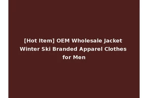 [Hot Item] OEM Wholesale Jacket Winter Ski Branded Apparel Clothes for Men