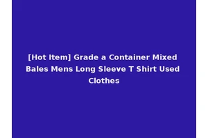 [Hot Item] Grade a Container Mixed Bales Mens Long Sleeve T Shirt Used Clothes