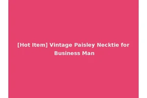 [Hot Item] Vintage Paisley Necktie for Business Man