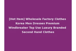 [Hot Item] Wholesale Factory Clothes Korea Men Dresses Premium Windbreaker Top Use Luxury Branded Second Hand Clothes
