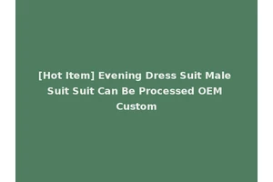 [Hot Item] Evening Dress Suit Male Suit Suit Can Be Processed OEM Custom