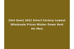 [Hot Item] 2021 Direct Factory Lowest Wholesale Prices Winter Down Vest for Men