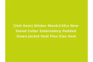 [Hot Item] Winter Men's New Stand Collar Embroidery Padded Down Jacket Vest Plus Size Vest