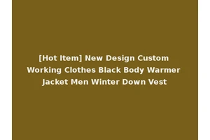[Hot Item] New Design Custom Working Clothes Black Body Warmer Jacket Men Winter Down Vest