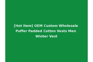 [Hot Item] OEM Custom Wholesale Puffer Padded Cotton Vests Men Winter Vest
