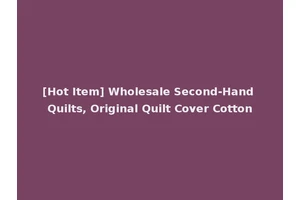 [Hot Item] Wholesale Second-Hand Quilts, Original Quilt Cover Cotton