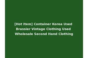[Hot Item] Container Korea Used Brassier Vintage Clothing Used Wholesale Second Hand Clothing