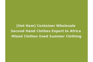 [Hot Item] Container Wholesale Second Hand Clothes Export to Africa Mixed Clothes Used Summer Clothing