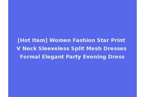 [Hot Item] Women Fashion Star Print V Neck Sleeveless Split Mesh Dresses Formal Elegant Party Evening Dress