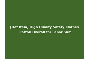 [Hot Item] High Quality Safety Clothes Cotton Overall for Labor Suit