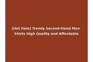 [Hot Item] Trendy Second-Hand Men Shirts High Quality and Affordable
