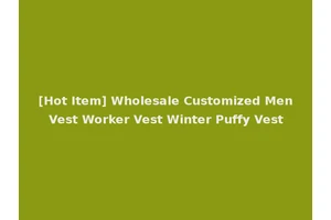 [Hot Item] Wholesale Customized Men Vest Worker Vest Winter Puffy Vest