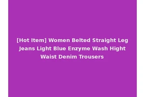 [Hot Item] Women Belted Straight Leg Jeans Light Blue Enzyme Wash Hight Waist Denim Trousers