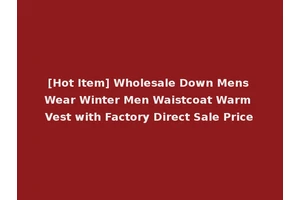 [Hot Item] Wholesale Down Mens Wear Winter Men Waistcoat Warm Vest with Factory Direct Sale Price