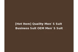 [Hot Item] Quality Men′ S Suit Business Suit OEM Men′ S Suit