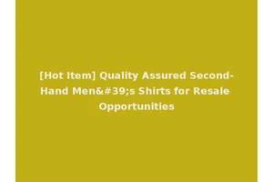 [Hot Item] Quality Assured Second-Hand Men's Shirts for Resale Opportunities