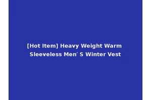 [Hot Item] Heavy Weight Warm Sleeveless Men′ S Winter Vest