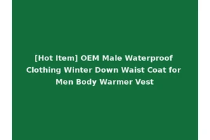 [Hot Item] OEM Male Waterproof Clothing Winter Down Waist Coat for Men Body Warmer Vest