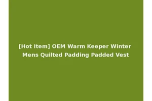 [Hot Item] OEM Warm Keeper Winter Mens Quilted Padding Padded Vest