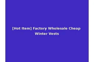 [Hot Item] Factory Wholesale Cheap Winter Vests