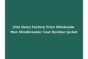 [Hot Item] Factory Price Wholesale Men Windbreaker Coat Bomber Jacket