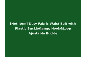[Hot Item] Duty Fabric Waist Belt with Plastic Buckle&amp; Hook&Loop Ajustable Buckle